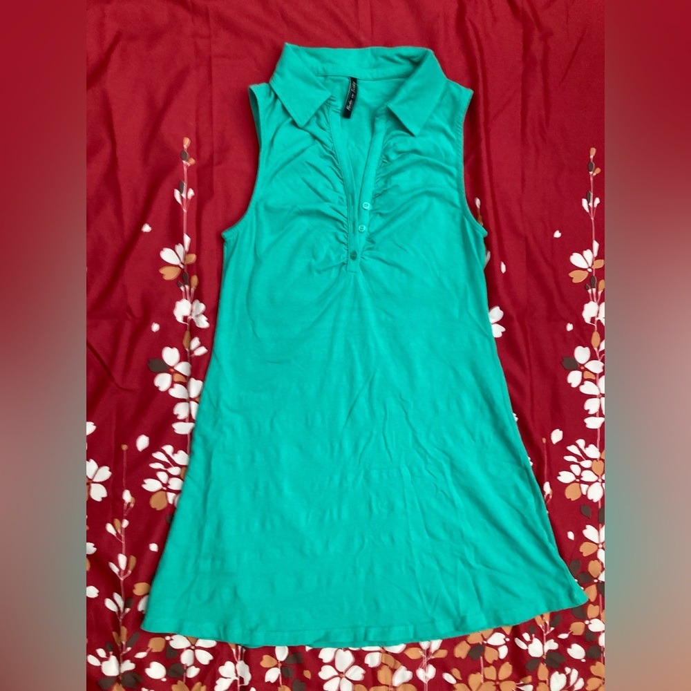 ASYOU ruched front polo plunge tennis dress in aqua